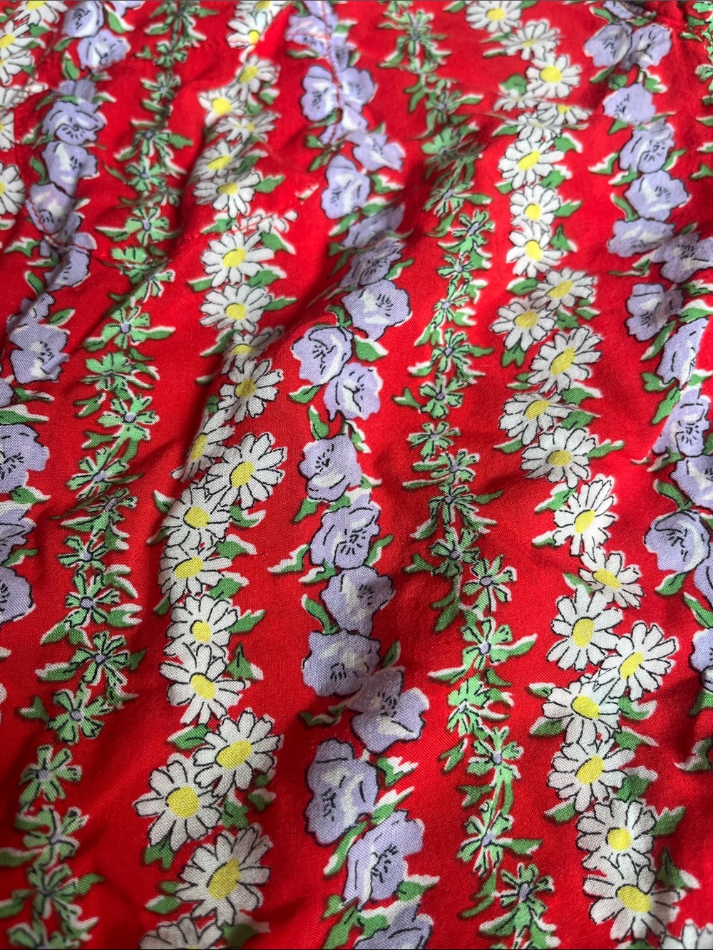 Anthropologie 49 of 52 Red Floral Stripe Sleeveless Button-Down Top - Picture 4 of 8